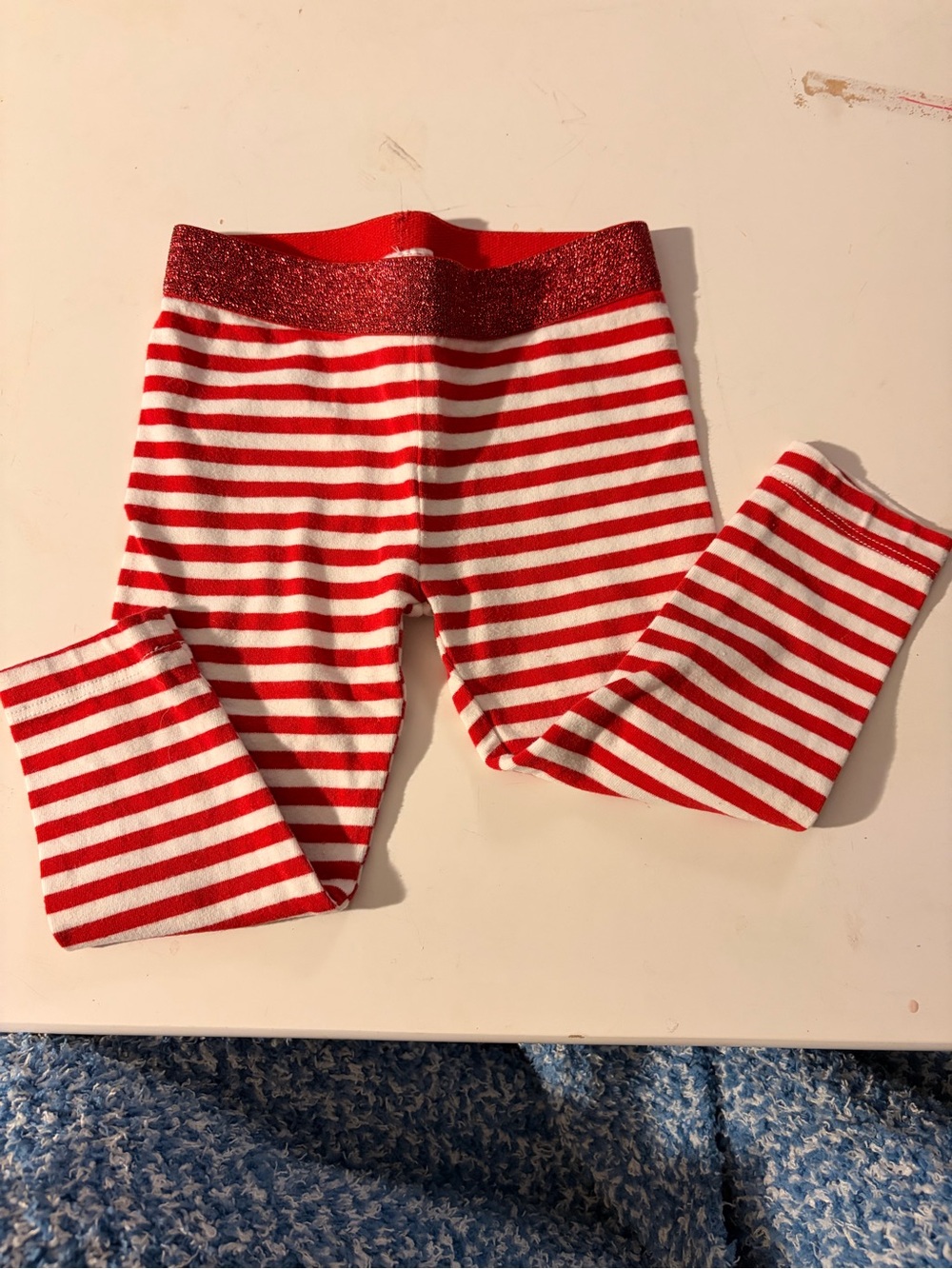 Holiday Time Red and White Striped Baby Leggings